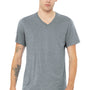 Bella + Canvas Mens CVC Short Sleeve V-Neck T-Shirt - Heather Grey
