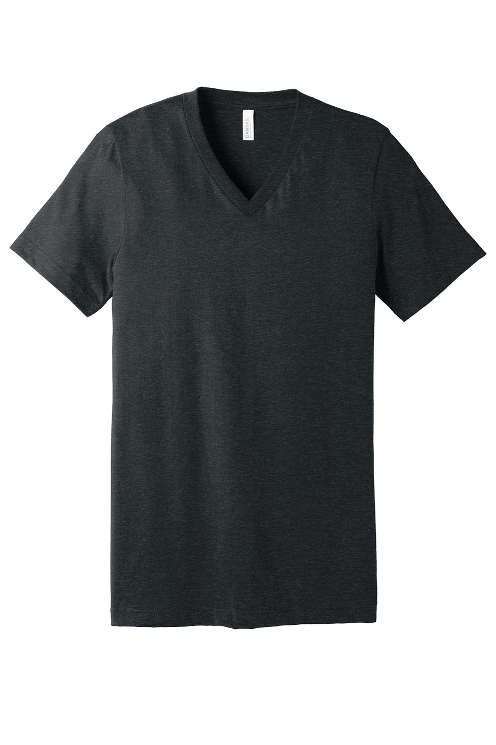 Bella + Canvas BC3005CVC Mens CVC Short Sleeve V-Neck T-Shirt Heather Dark Grey Flat Front