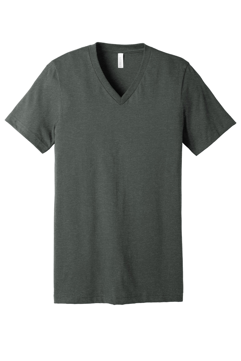 Bella + Canvas BC3005CVC Mens CVC Short Sleeve V-Neck T-Shirt Heather Deep Grey Flat Front