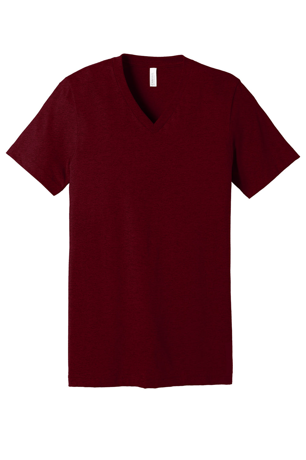 Bella + Canvas BC3005CVC Mens CVC Short Sleeve V-Neck T-Shirt Heather Cardinal Red Flat Front