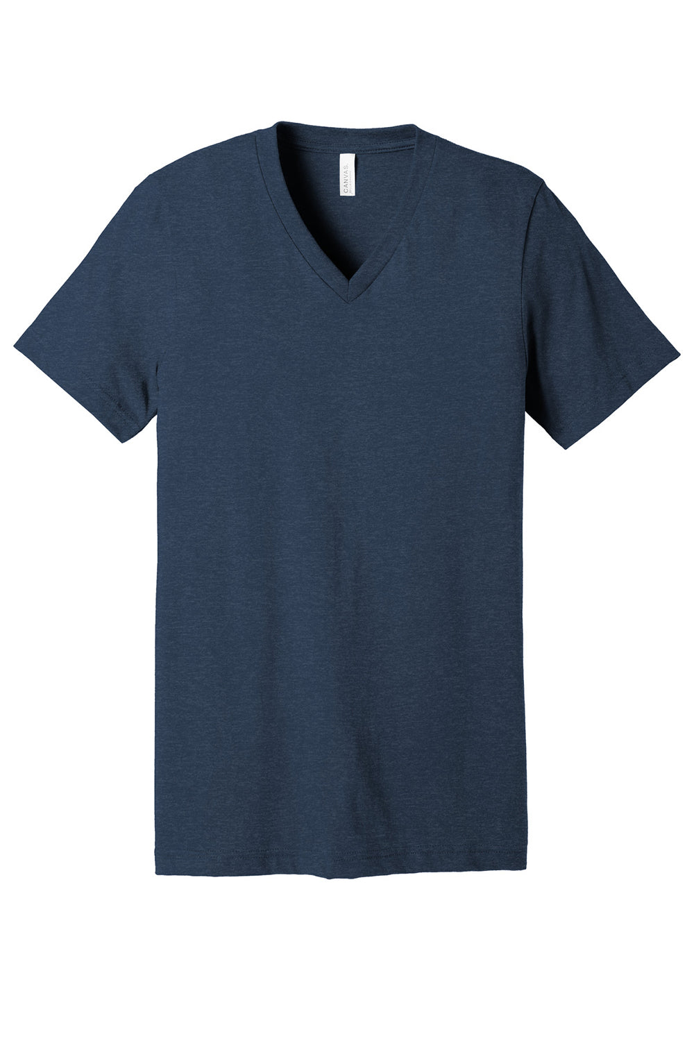 Bella + Canvas BC3005CVC Mens CVC Short Sleeve V-Neck T-Shirt Heather Navy Blue Flat Front