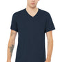 Bella + Canvas Mens CVC Short Sleeve V-Neck T-Shirt - Heather Navy Blue