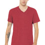 Bella + Canvas Mens CVC Short Sleeve V-Neck T-Shirt - Heather Red