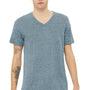 Bella + Canvas Mens CVC Short Sleeve V-Neck T-Shirt - Heather Slate Blue