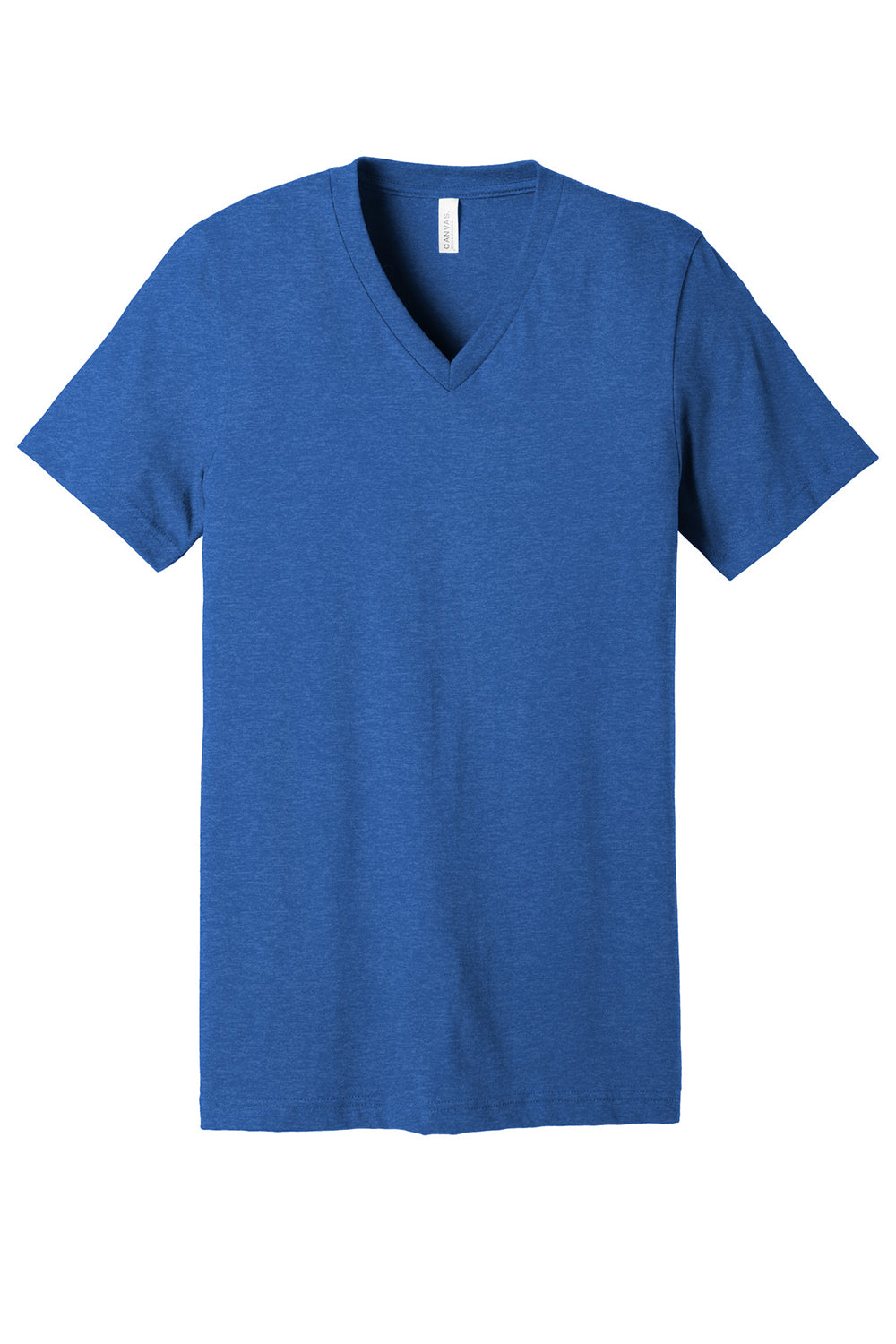 Bella + Canvas BC3005CVC Mens CVC Short Sleeve V-Neck T-Shirt Heather True Royal Blue Flat Front