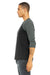 Bella + Canvas BC3200/3200 Mens 3/4 Sleeve Crewneck T-Shirt Black/Heather Deep Grey Model Side