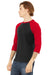 Bella + Canvas BC3200/3200 Mens 3/4 Sleeve Crewneck T-Shirt Black/Red Model 3Q