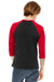Bella + Canvas BC3200/3200 Mens 3/4 Sleeve Crewneck T-Shirt Black/Red Model Back