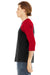 Bella + Canvas BC3200/3200 Mens 3/4 Sleeve Crewneck T-Shirt Black/Red Model Side