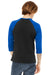 Bella + Canvas BC3200/3200 Mens 3/4 Sleeve Crewneck T-Shirt Black/Royal Blue Model Back