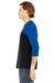 Bella + Canvas BC3200/3200 Mens 3/4 Sleeve Crewneck T-Shirt Black/Royal Blue Model Side