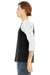 Bella + Canvas BC3200/3200 Mens 3/4 Sleeve Crewneck T-Shirt Black/White Model Side