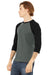 Bella + Canvas BC3200/3200 Mens 3/4 Sleeve Crewneck T-Shirt Heather Deep Grey/Black Model 3Q