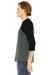 Bella + Canvas BC3200/3200 Mens 3/4 Sleeve Crewneck T-Shirt Heather Deep Grey/Black Model Side