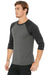 Bella + Canvas BC3200/3200 Mens 3/4 Sleeve Crewneck T-Shirt Grey/Charcoal Black Model 3Q