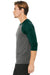 Bella + Canvas BC3200/3200 Mens 3/4 Sleeve Crewneck T-Shirt Grey/Emerald Green Model Side