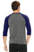 Bella + Canvas BC3200/3200 Mens 3/4 Sleeve Crewneck T-Shirt Grey/Navy Blue Model Back