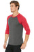 Bella + Canvas BC3200/3200 Mens 3/4 Sleeve Crewneck T-Shirt Grey/Light Red Model 3Q