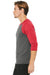 Bella + Canvas BC3200/3200 Mens 3/4 Sleeve Crewneck T-Shirt Grey/Red Model Side