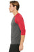 Bella + Canvas BC3200/3200 Mens 3/4 Sleeve Crewneck T-Shirt Grey/Light Red Model Side