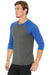 Bella + Canvas BC3200/3200 Mens 3/4 Sleeve Crewneck T-Shirt Grey/True Royal Blue Model 3Q