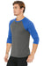 Bella + Canvas BC3200/3200 Mens 3/4 Sleeve Crewneck T-Shirt Grey/Royal Blue Model 3Q