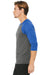 Bella + Canvas BC3200/3200 Mens 3/4 Sleeve Crewneck T-Shirt Grey/Royal Blue Model Side