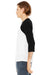 Bella + Canvas BC3200/3200 Mens 3/4 Sleeve Crewneck T-Shirt White/Black Model Side