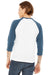 Bella + Canvas BC3200/3200 Mens 3/4 Sleeve Crewneck T-Shirt White/Denim Blue Model Back