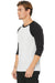 Bella + Canvas BC3200/3200 Mens 3/4 Sleeve Crewneck T-Shirt White Fleck/Charcoal Model 3Q