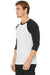 Bella + Canvas BC3200/3200 Mens 3/4 Sleeve Crewneck T-Shirt White Fleck/Charcoal Grey Model 3Q