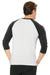 Bella + Canvas BC3200/3200 Mens 3/4 Sleeve Crewneck T-Shirt White Fleck/Charcoal Model Back