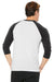 Bella + Canvas BC3200/3200 Mens 3/4 Sleeve Crewneck T-Shirt White Fleck/Charcoal Grey Model Back