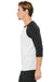 Bella + Canvas BC3200/3200 Mens 3/4 Sleeve Crewneck T-Shirt White Fleck/Charcoal Model Side