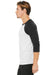 Bella + Canvas BC3200/3200 Mens 3/4 Sleeve Crewneck T-Shirt White Fleck/Charcoal Grey Model Side