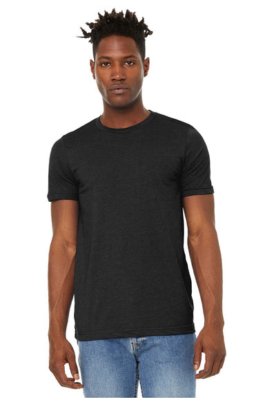 Bella + Canvas BC3301/3301 Mens Jersey Short Sleeve Crewneck T-Shirt Heather Black Model Front