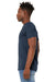Bella + Canvas BC3301/3301 Mens Jersey Short Sleeve Crewneck T-Shirt Heather Navy Blue Model Side