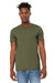 Bella + Canvas BC3301/3301C/3301 Mens Jersey Short Sleeve Crewneck T-Shirt Heather Olive Green Model Front