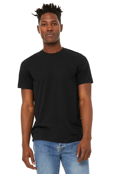 Bella + Canvas BC3301/3301C/3301 Mens Jersey Short Sleeve Crewneck T-Shirt Solid Black Model Front