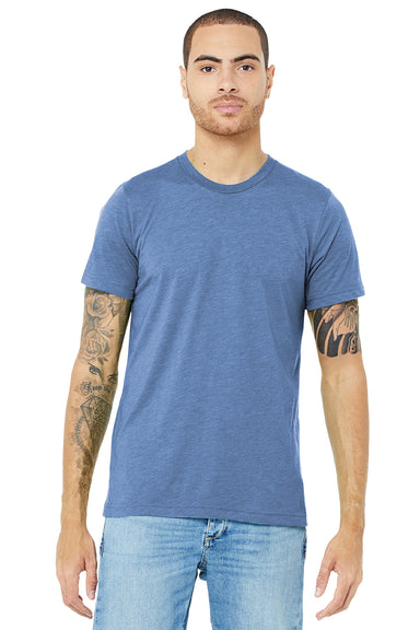 Bella + Canvas BC3413/3413C/3413 Mens Short Sleeve Crewneck T-Shirt Blue Model Front