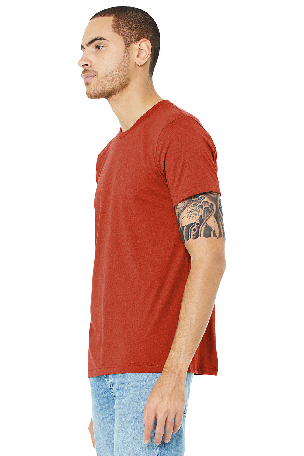 Bella + Canvas BC3413/3413C/3413 Mens Short Sleeve Crewneck T-Shirt Brick Red Model 3Q
