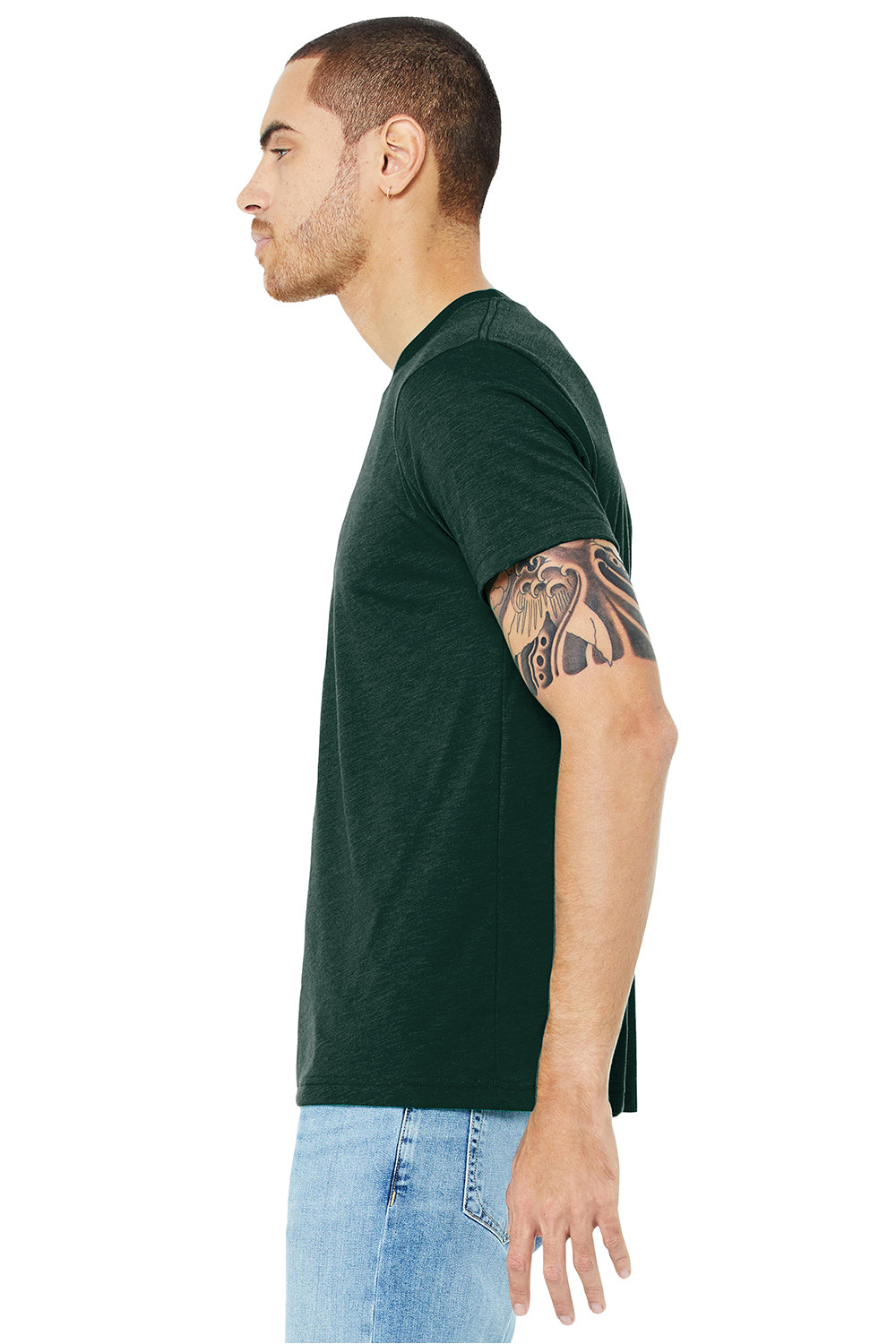 Bella + Canvas BC3413/3413C/3413 Mens Short Sleeve Crewneck T-Shirt Emerald Green Model Side