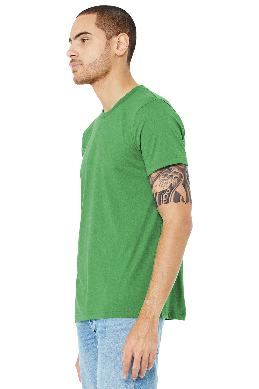 Bella + Canvas BC3413/3413C/3413 Mens Short Sleeve Crewneck T-Shirt Green Model 3Q