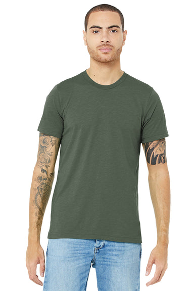 Bella + Canvas BC3413/3413C/3413 Mens Short Sleeve Crewneck T-Shirt Military Green Model Front