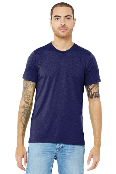 Bella + Canvas BC3413/3413C/3413 Mens Short Sleeve Crewneck T-Shirt Navy Blue Model Front