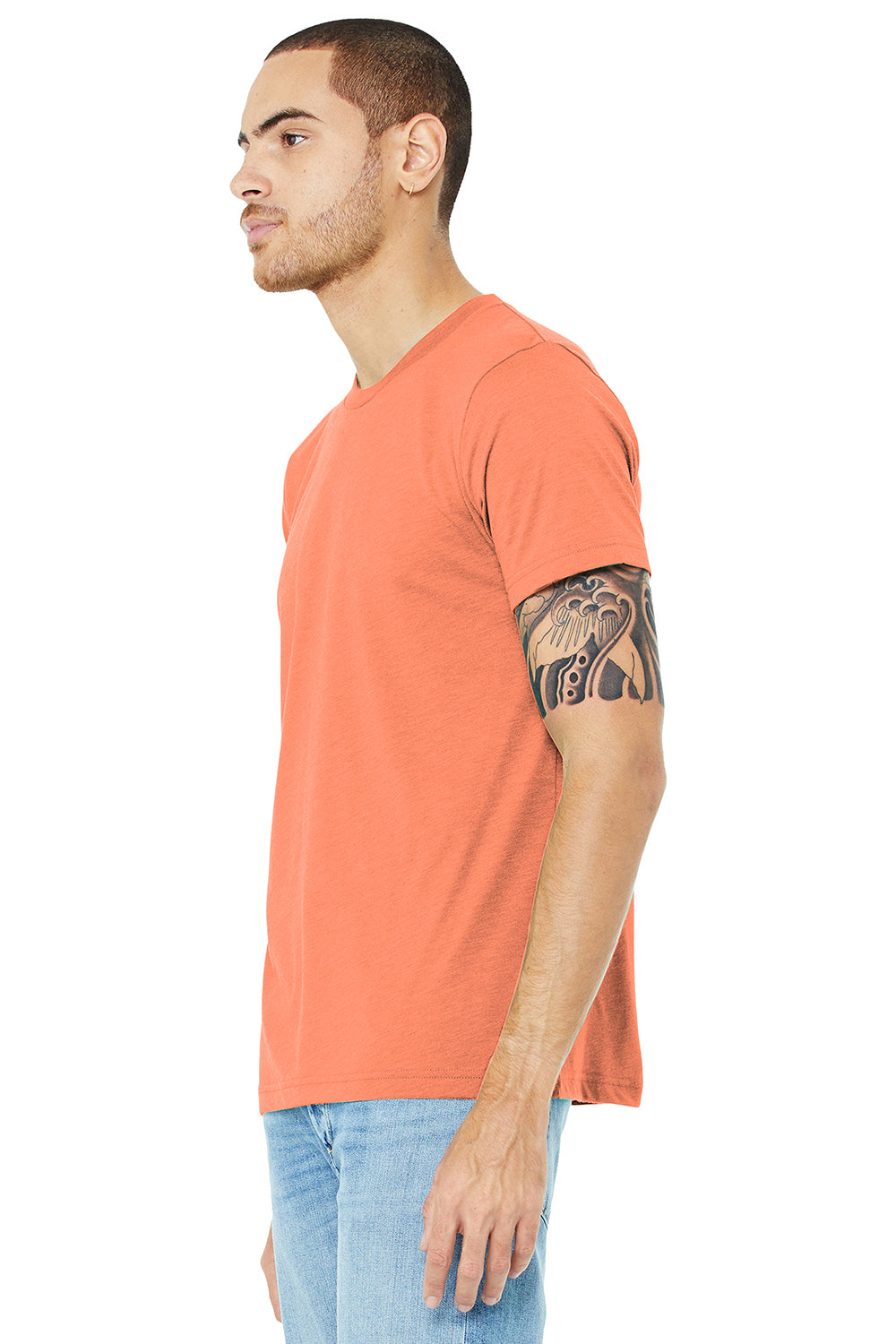 Bella + Canvas BC3413/3413C/3413 Mens Short Sleeve Crewneck T-Shirt Orange Model 3Q
