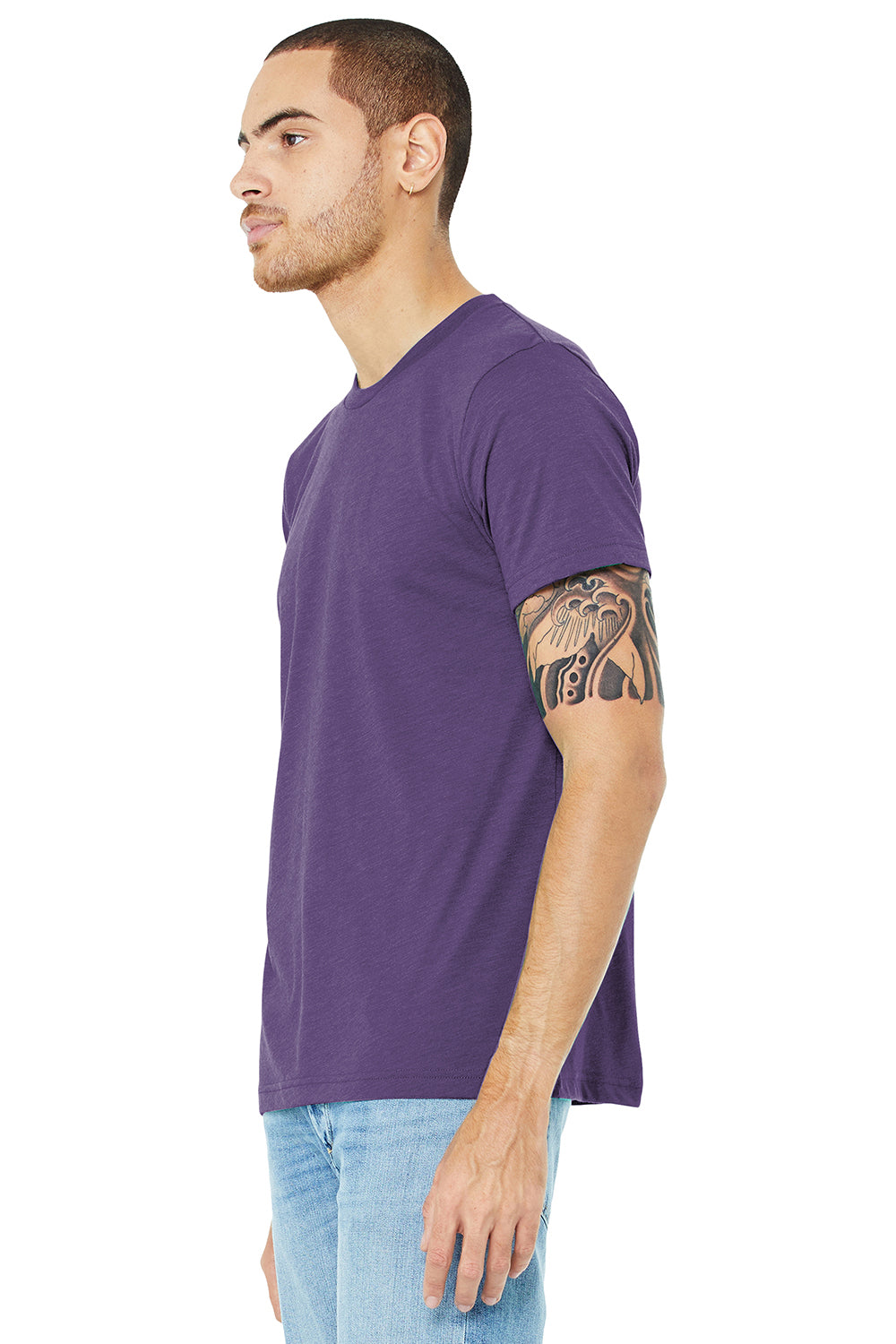 Bella + Canvas BC3413/3413C/3413 Mens Short Sleeve Crewneck T-Shirt Purple Model 3Q