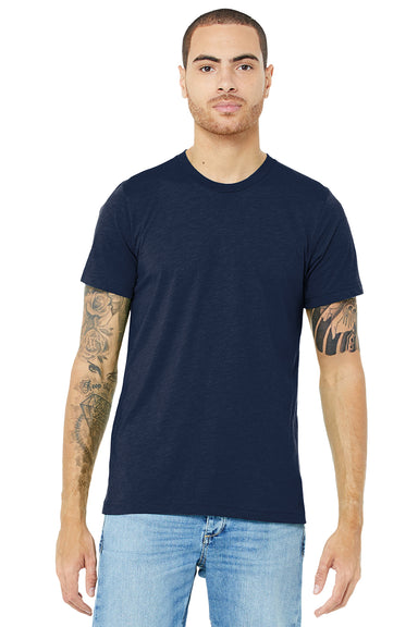 Bella + Canvas BC3413/3413C/3413 Mens Short Sleeve Crewneck T-Shirt Solid Navy Blue Model Front