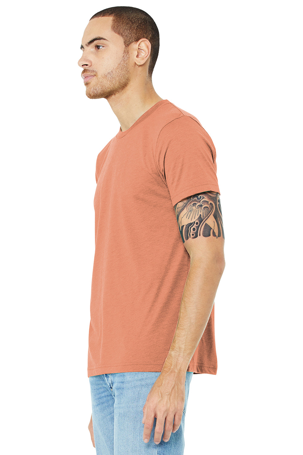 Bella + Canvas BC3413/3413C/3413 Mens Short Sleeve Crewneck T-Shirt Sunset Orange Model 3Q