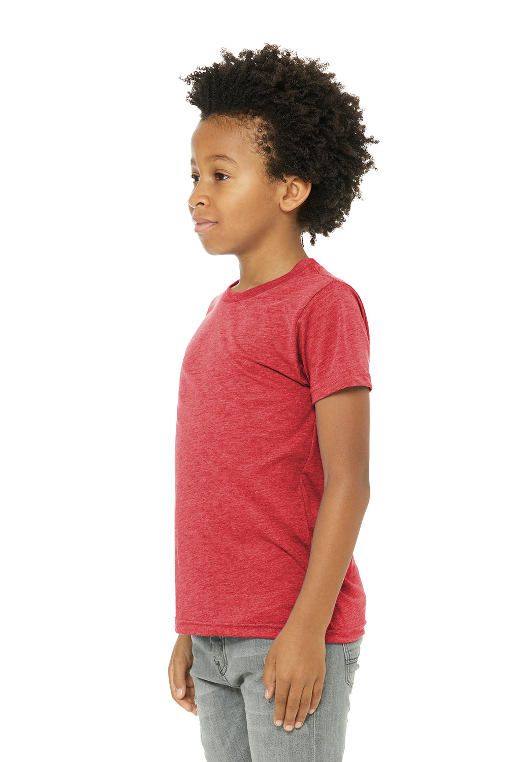 Bella + Canvas 3413Y Youth Short Sleeve Crewneck T-Shirt Red Model 3Q